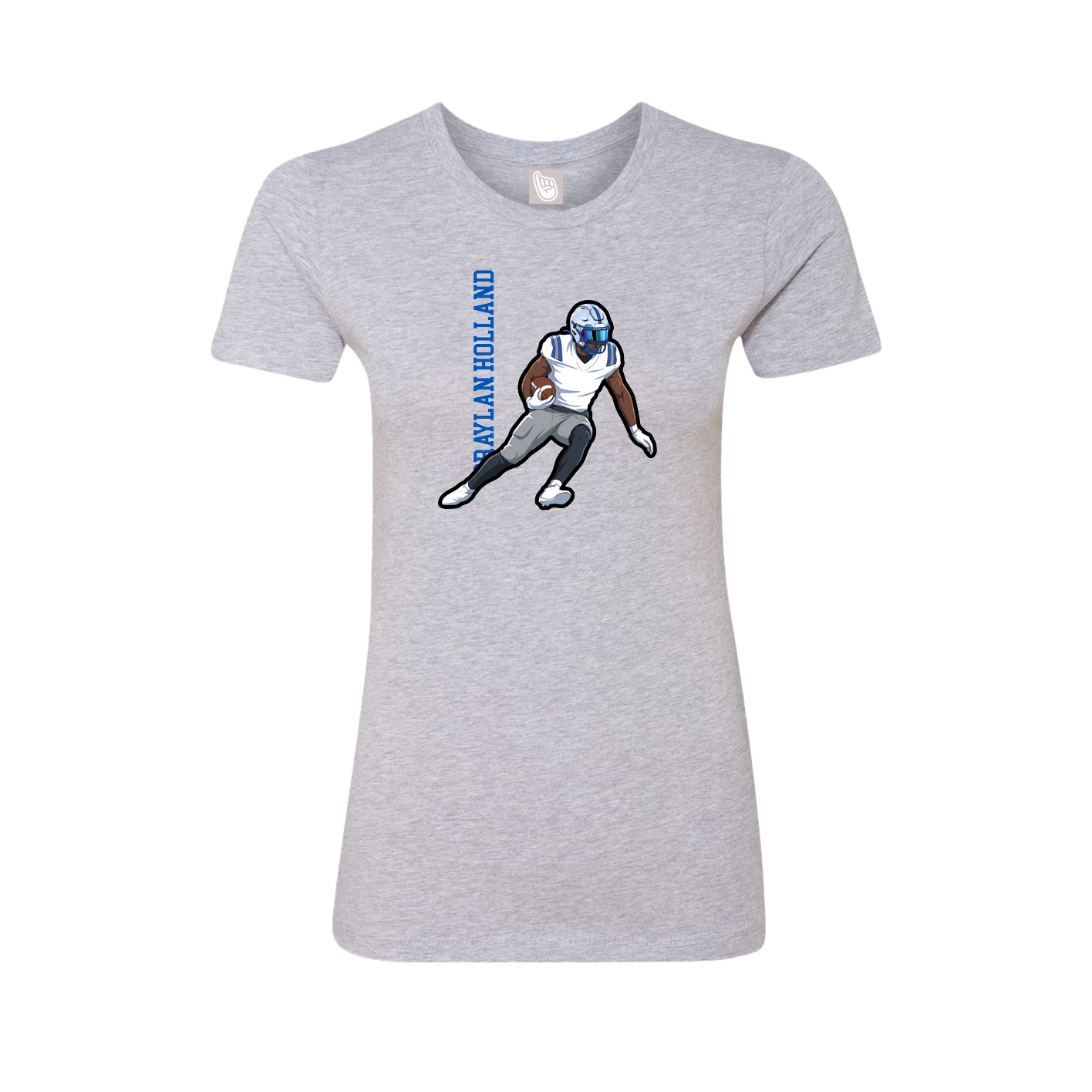 Fitted Women's Tee — Name Vertical in Grey
