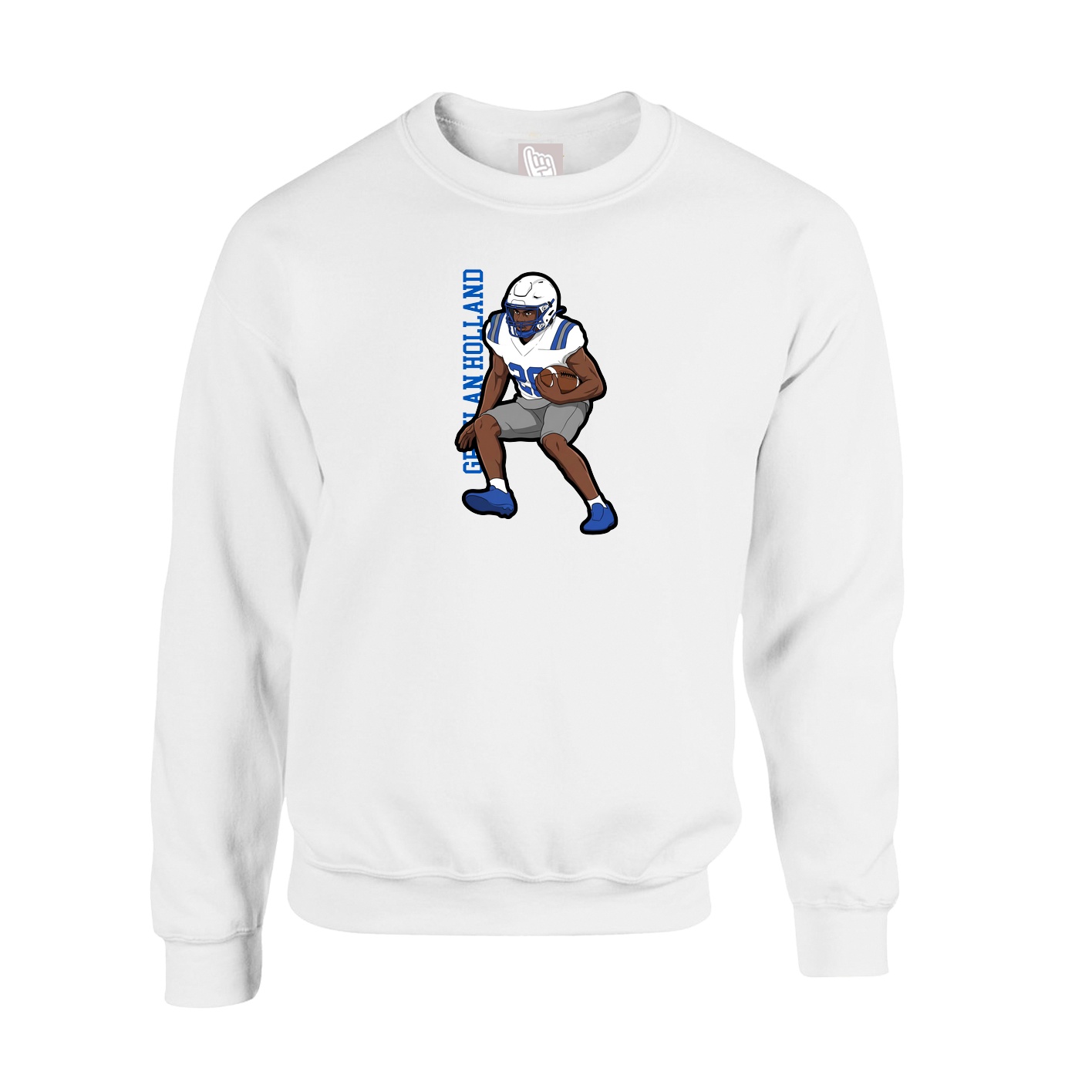 Fleece Crew — Name Vertical in White