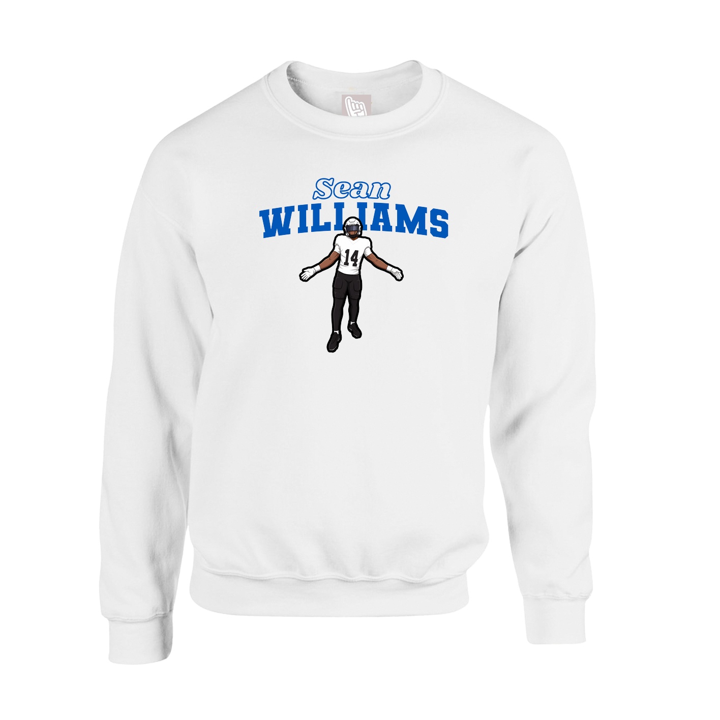 Fleece Crew — Name Arch in White