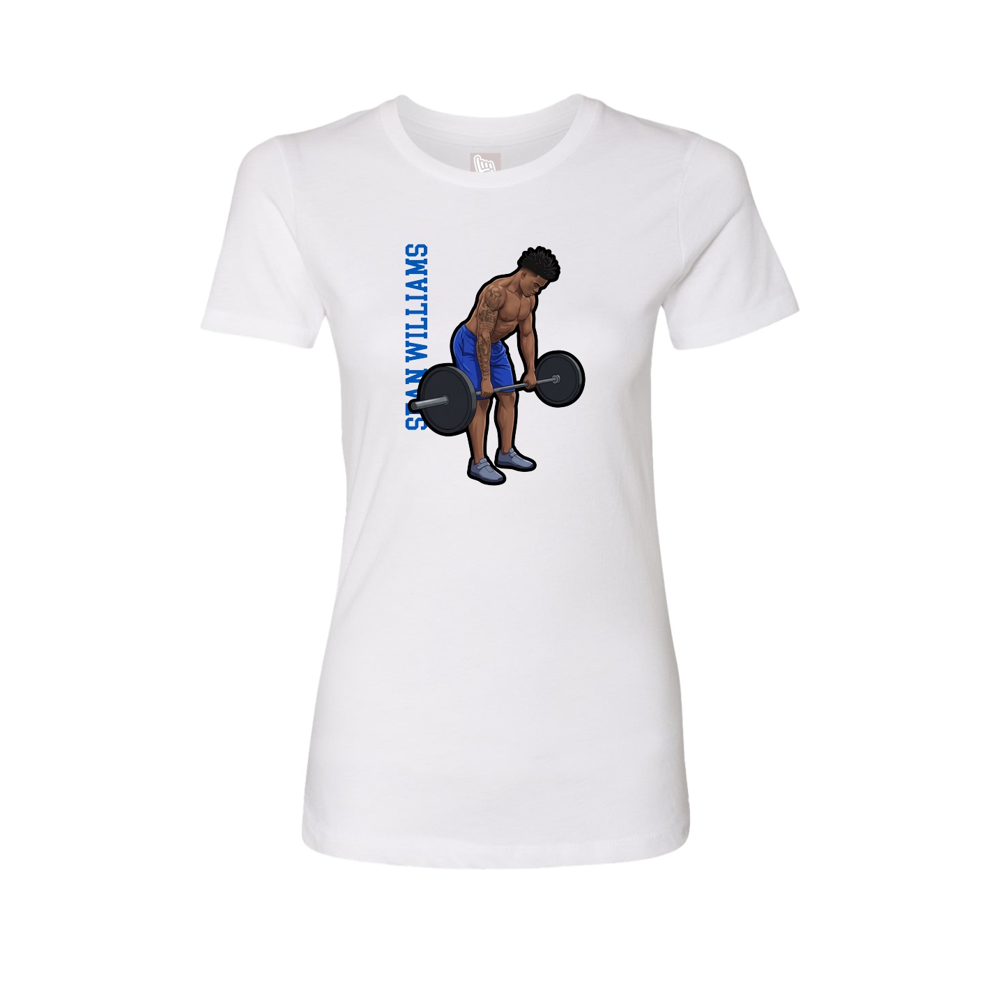 Womens Tee — Name Vertical in White