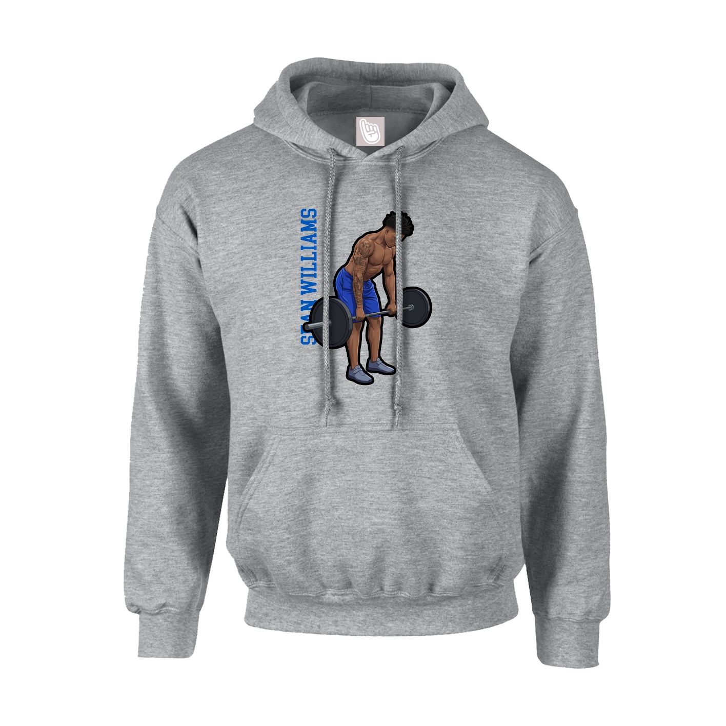 Hoodie — Name Vertical in Grey