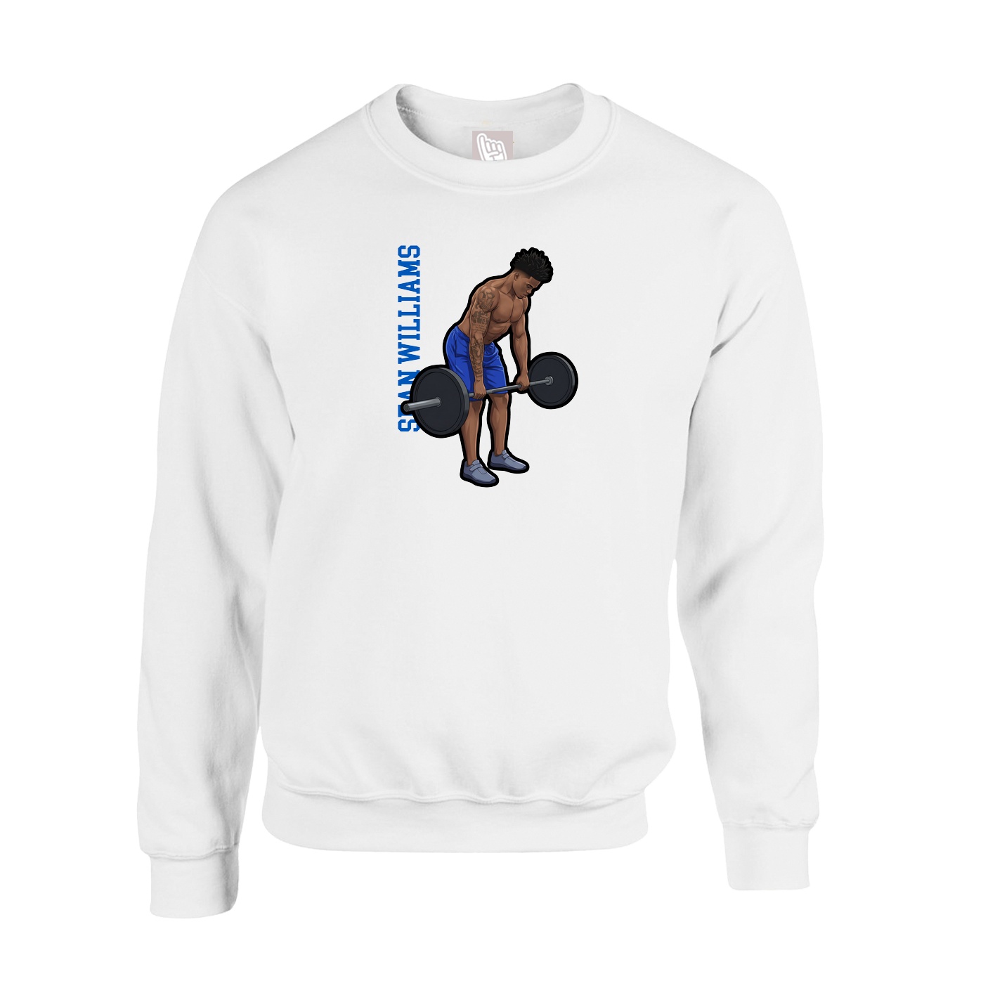 Fleece Crew — Name Vertical in White