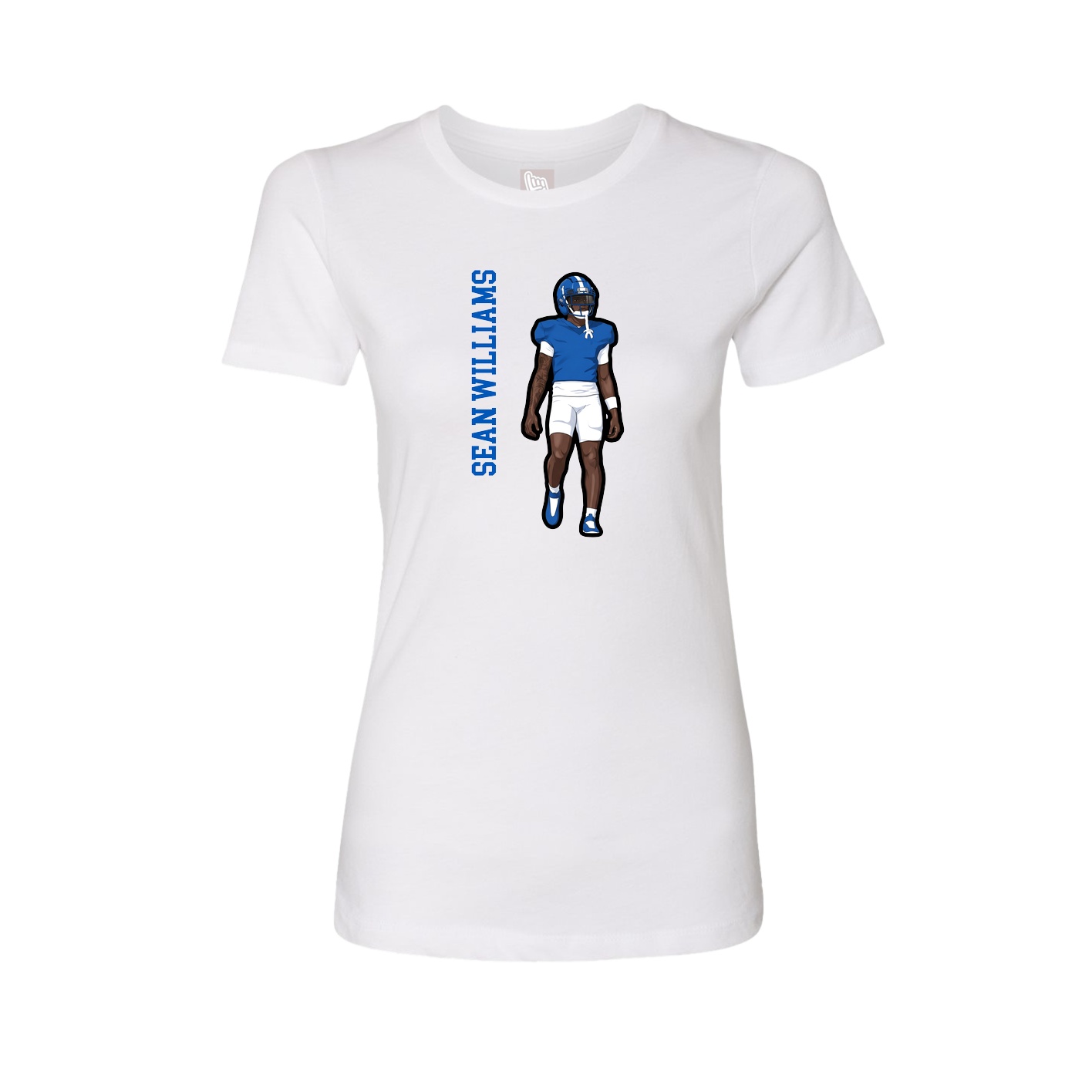 Womens Tee — Name Vertical in White