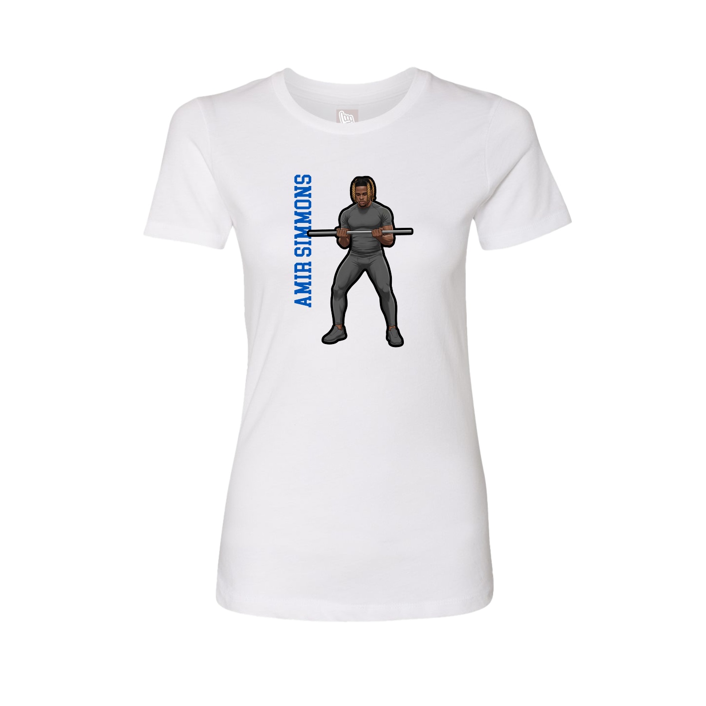 Fitted Women's Tee — Name Vertical in White
