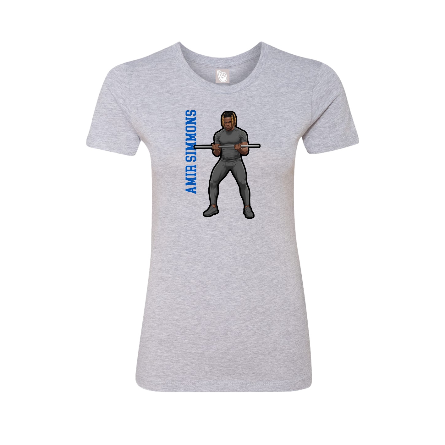 Fitted Women's Tee — Name Vertical in Grey
