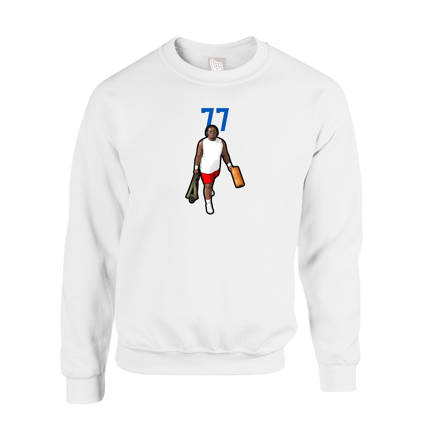 Fleece Crew — Number Top in White