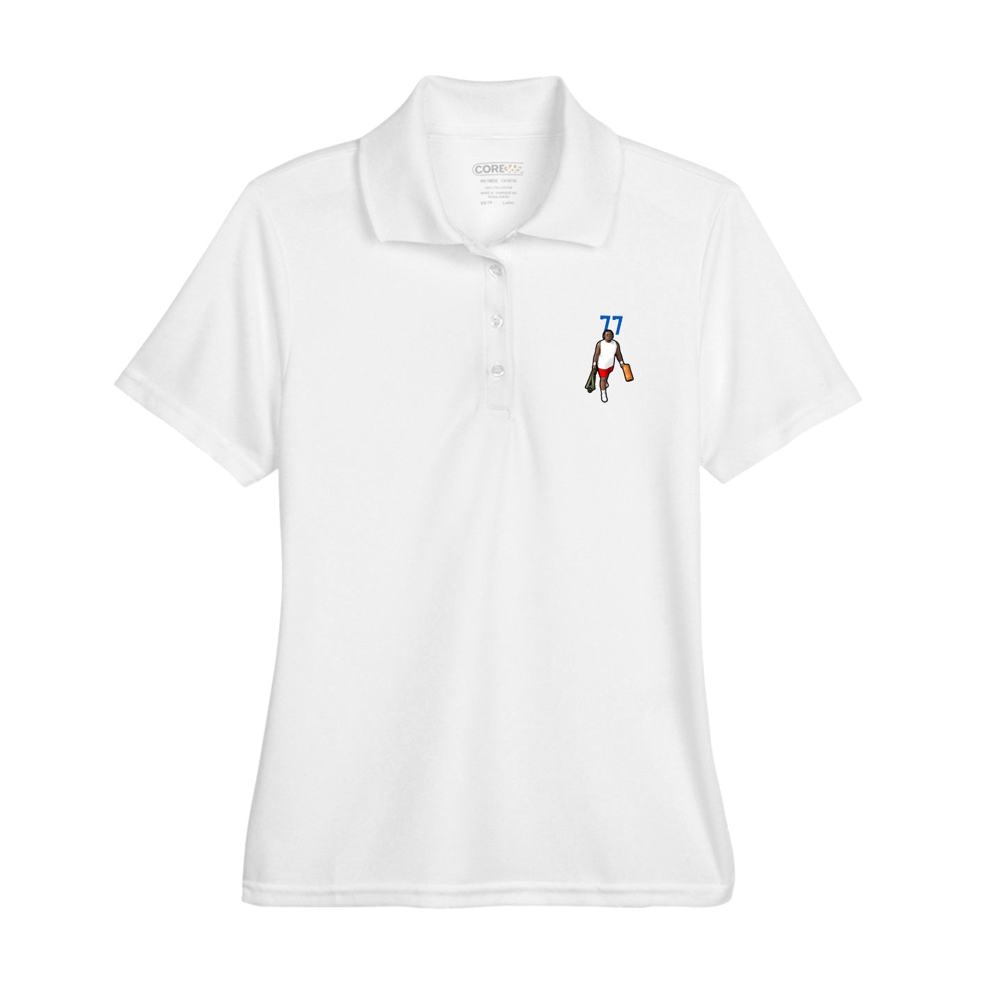 Womens Performance Polo — Number Top in White