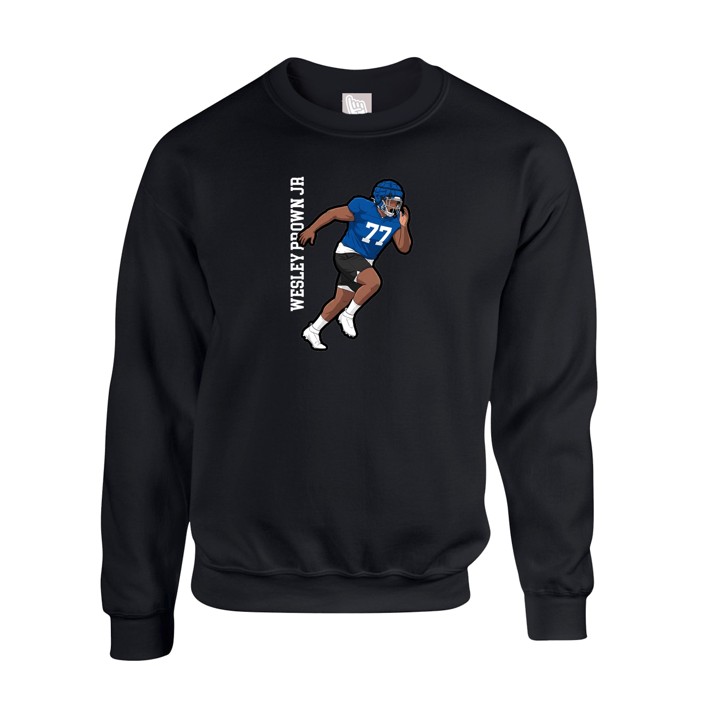 Fleece Crew — Name Vertical in Black