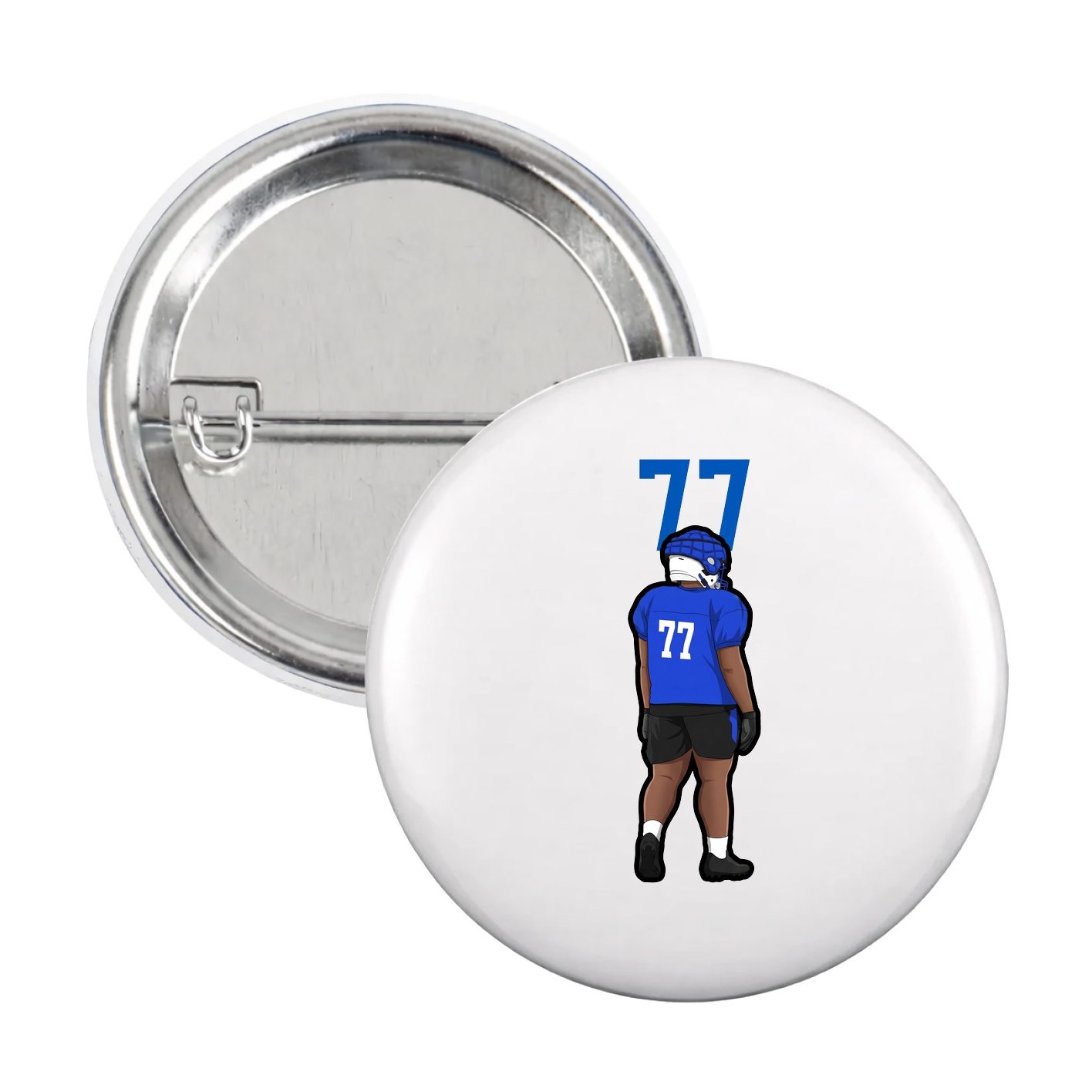 Game Day Button — Number Top in White