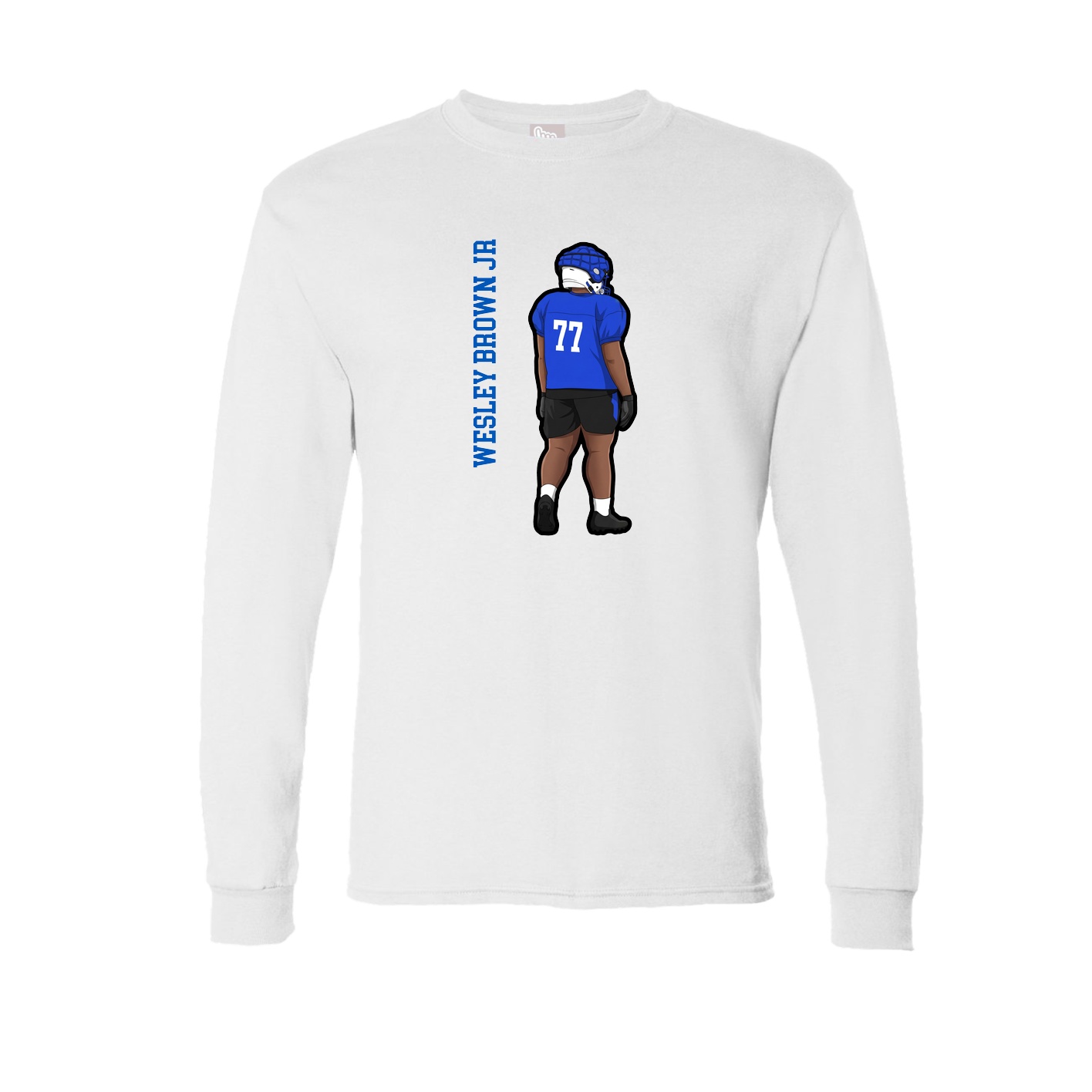 Long Sleeve Tee — Name Vertical in White