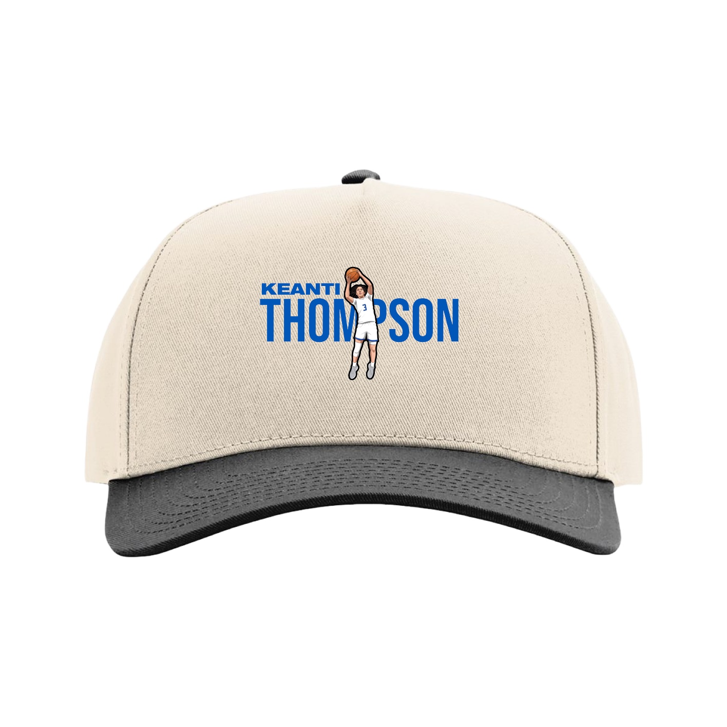 Full Fabric Five-Panel Champ Cap — Player Name in Cream/Black