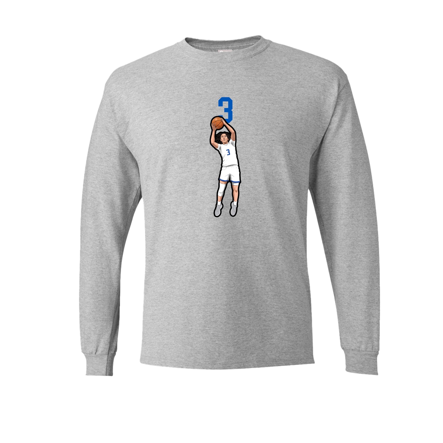 Long Sleeve Tee — Number Top in Grey