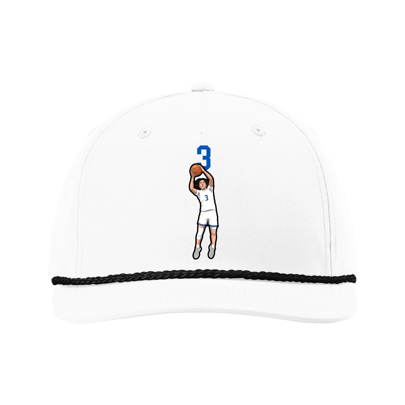 Five-Panel Classic Rope Cap — Number Top in White