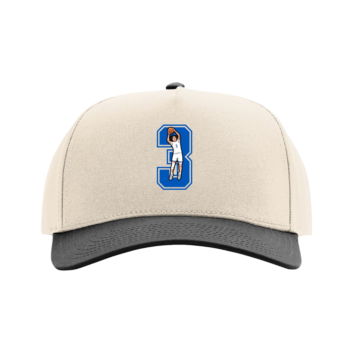 Full Fabric Five-Panel Champ Cap — Number in Cream/Black