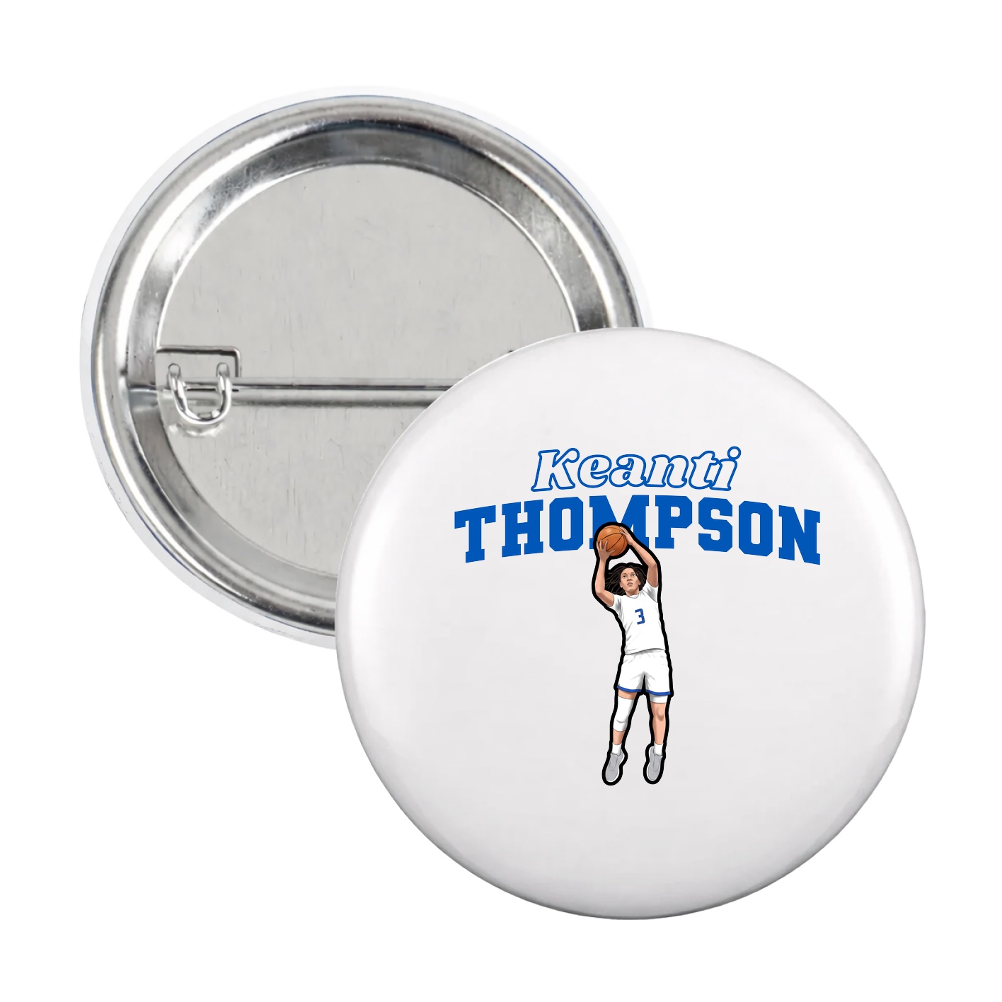 Game Day Button — Name Arch in White