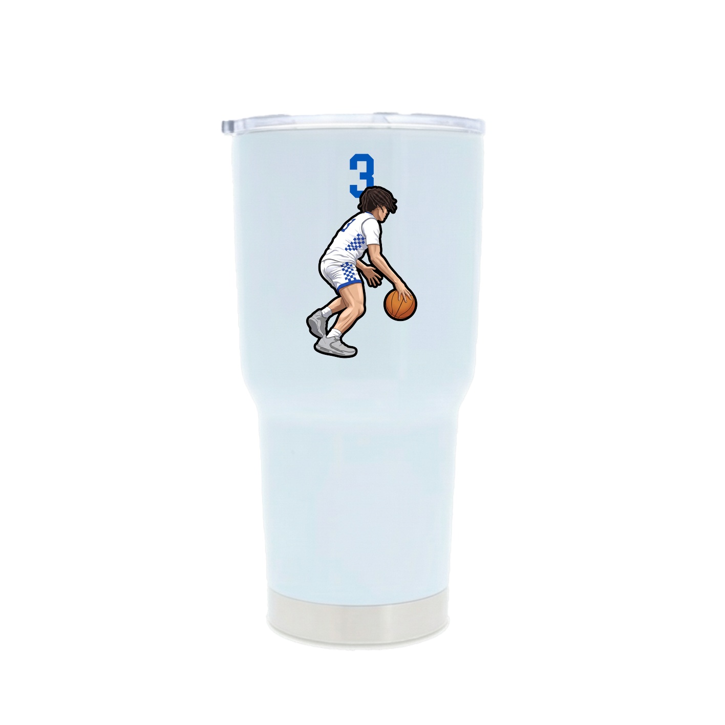 30oz Stainless Steel Tumbler — Number Top in White