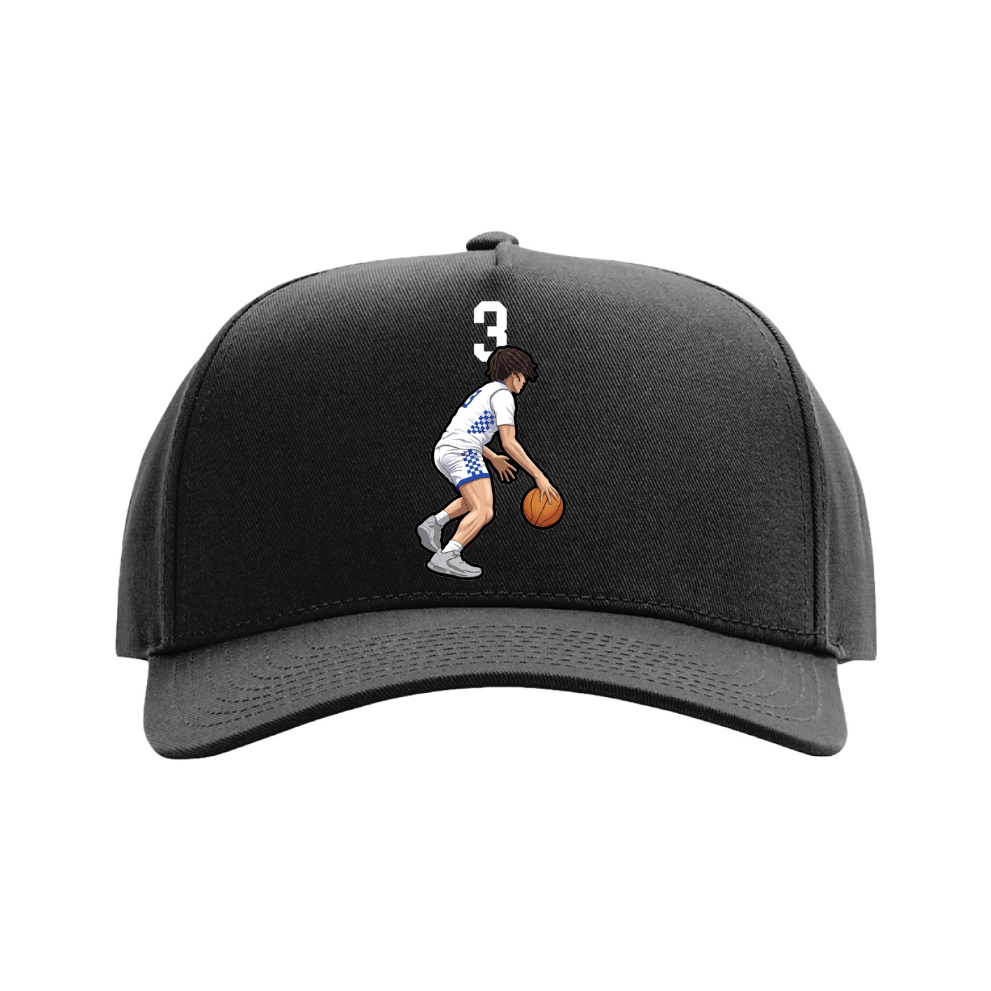 Full Fabric Five-Panel Champ Cap — Number Top in Black