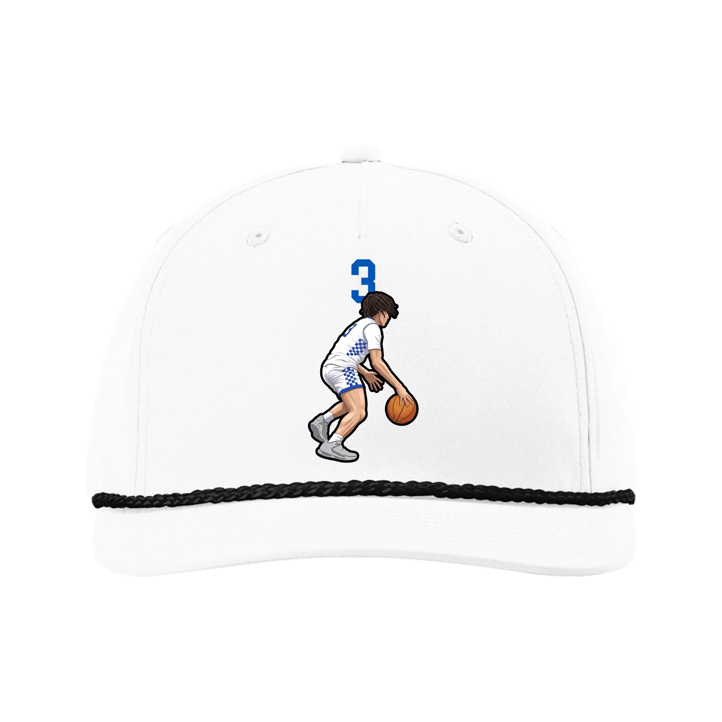 Five-Panel Classic Rope Cap — Number Top in White
