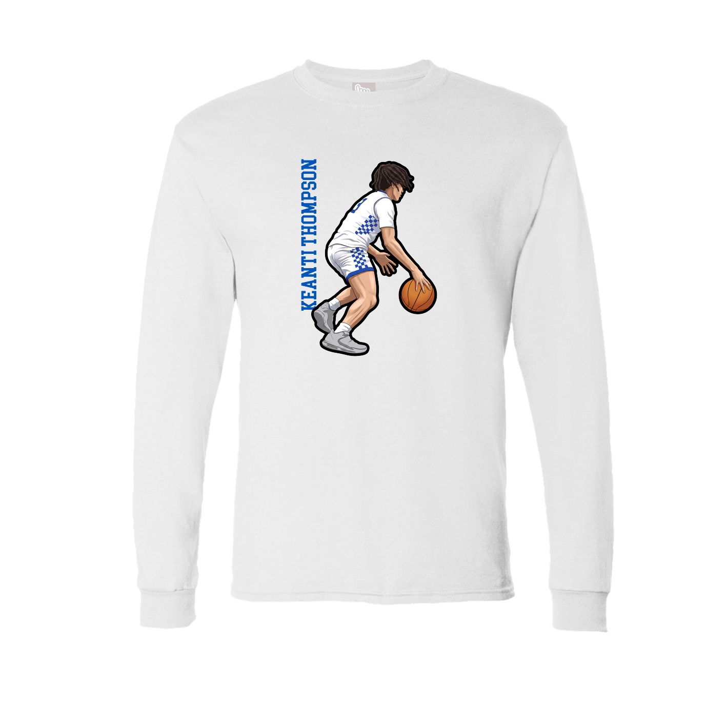 Long Sleeve Tee — Name Vertical in White