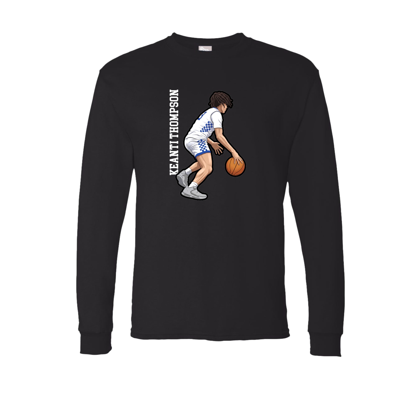 Long Sleeve Tee — Name Vertical in Black