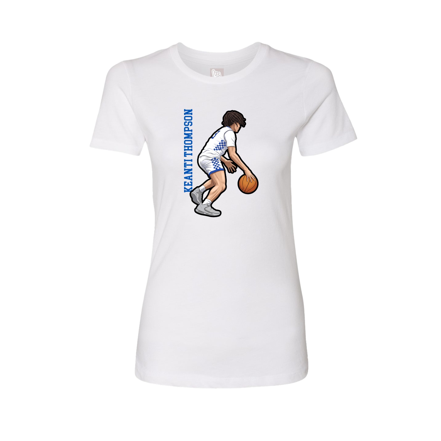 Fitted Women's Tee — Name Vertical in White