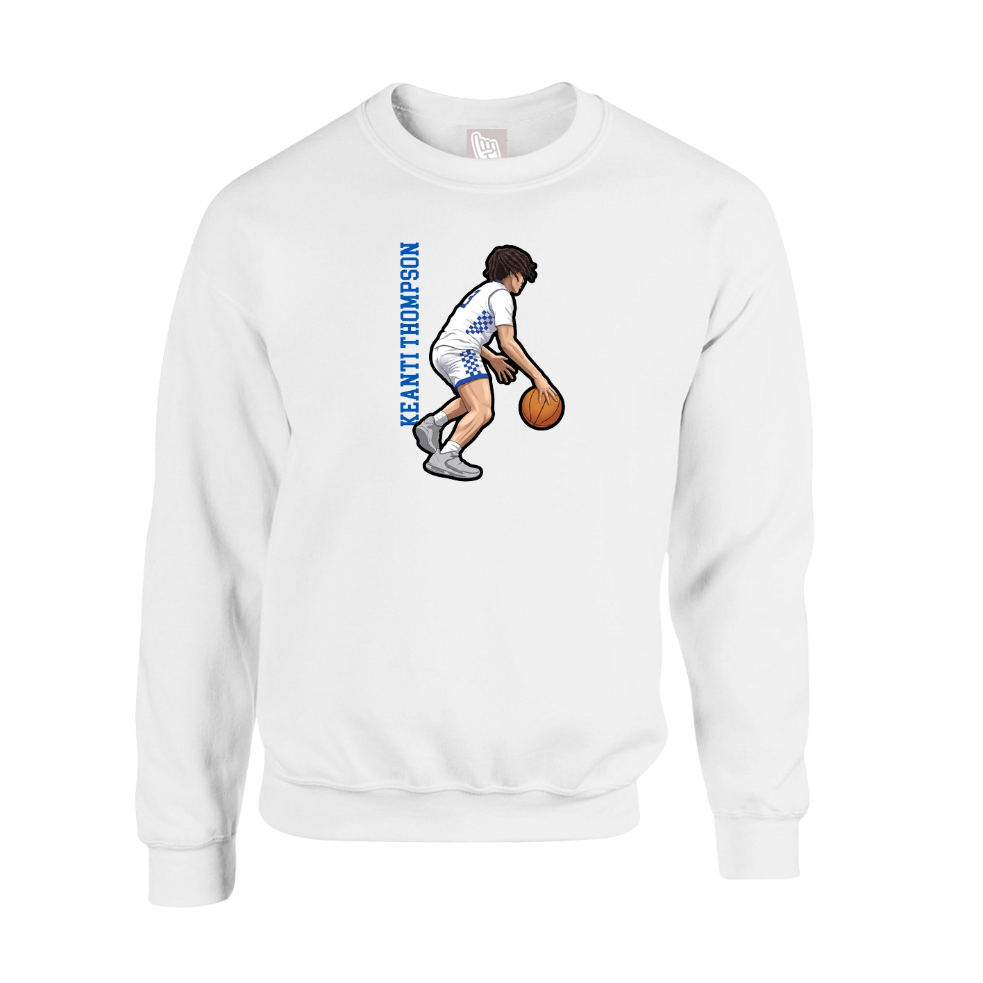 Fleece Crew — Name Vertical in White