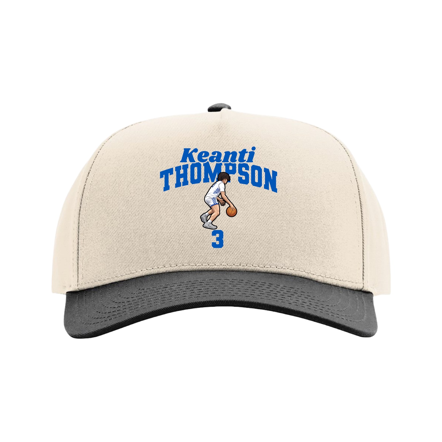 Full Fabric Five-Panel Champ Cap — Signature Arch in Cream/Black