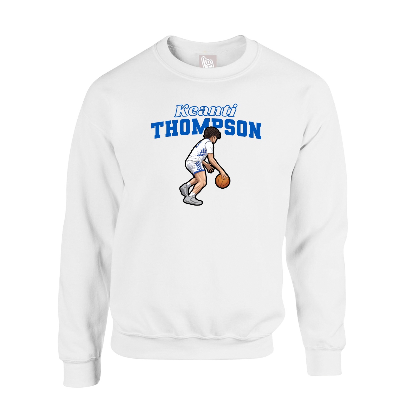 Fleece Crew — Name Arch in White