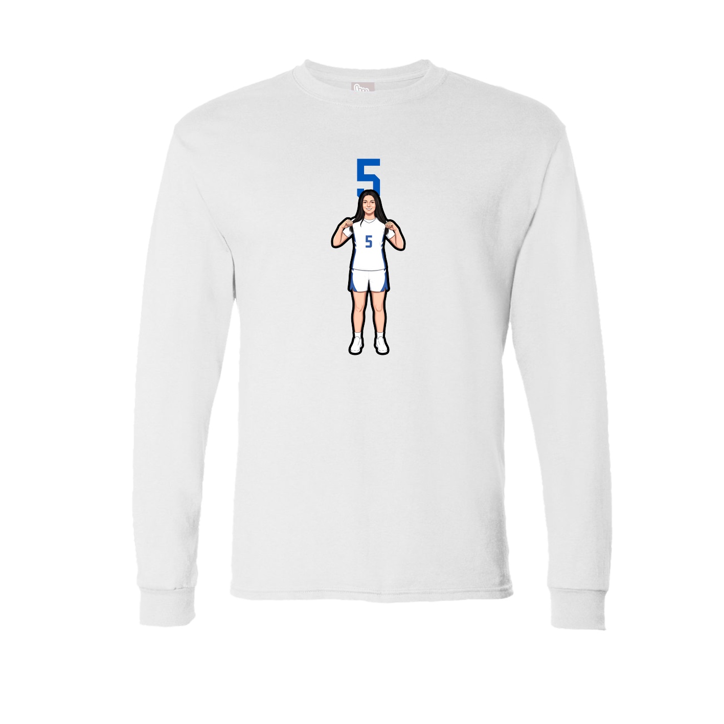 Long Sleeve Tee — Number Top in White