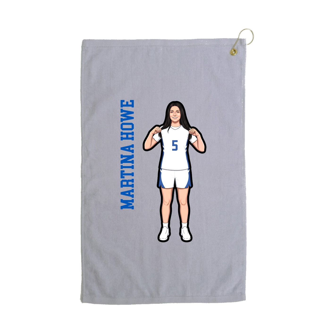 Golf Towel — Name Vertical in Grey