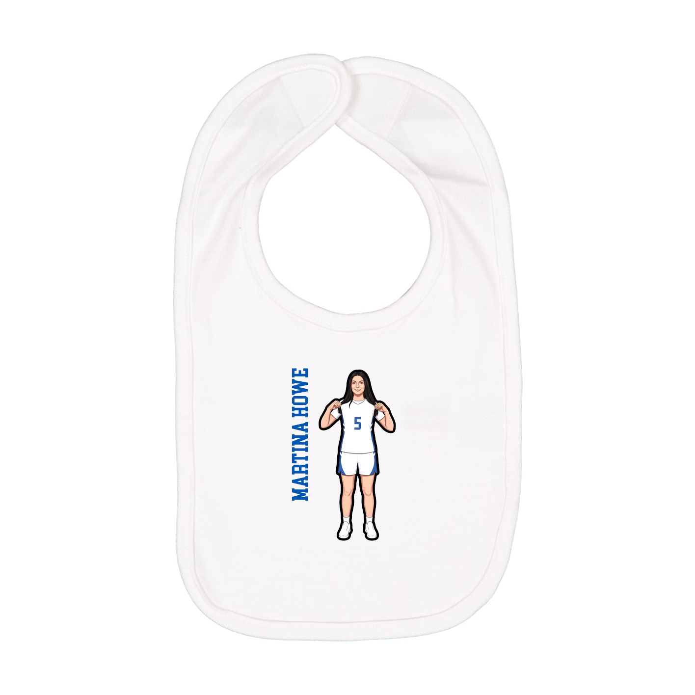 Infant Bib — Name Vertical in White
