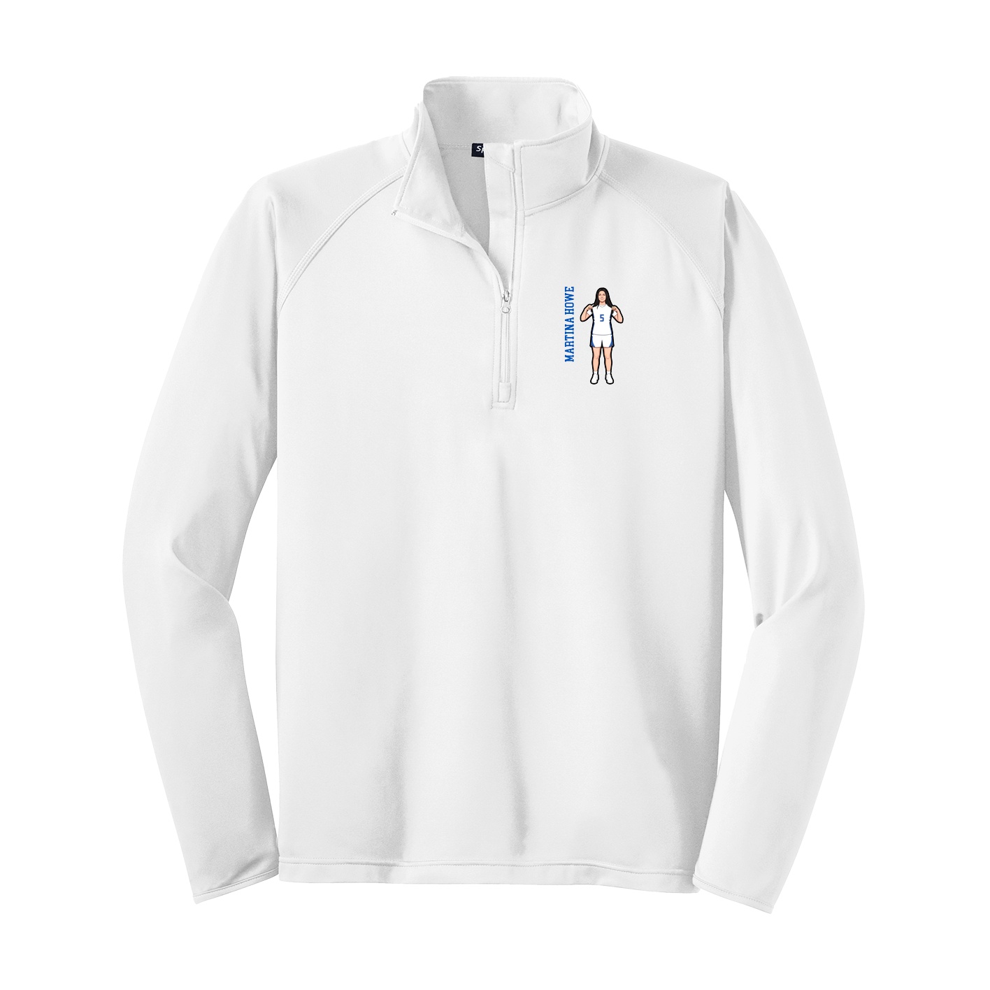 Q-Zip Pullover — Name Vertical in White