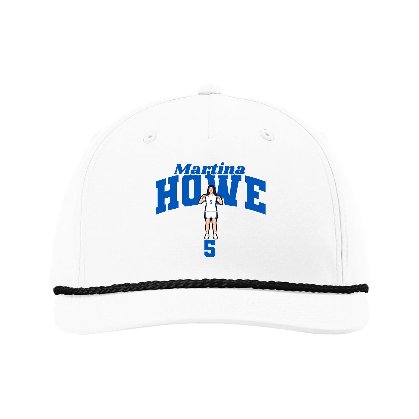 Five-Panel Classic Rope Cap — Signature Arch in White
