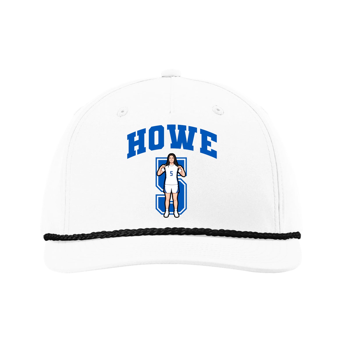 Five-Panel Classic Rope Cap — Number in White