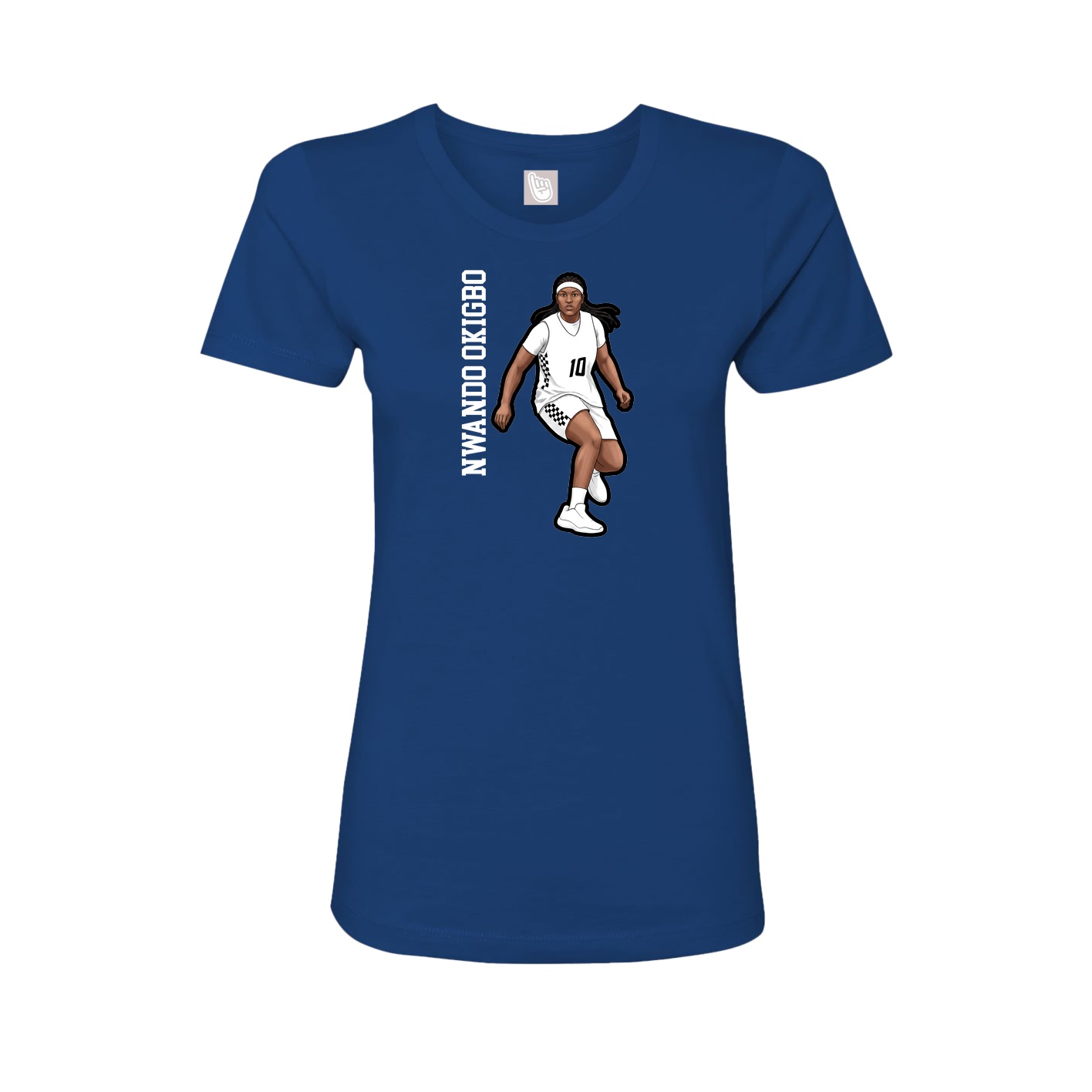 Fitted Women's Tee — Name Vertical in Royal