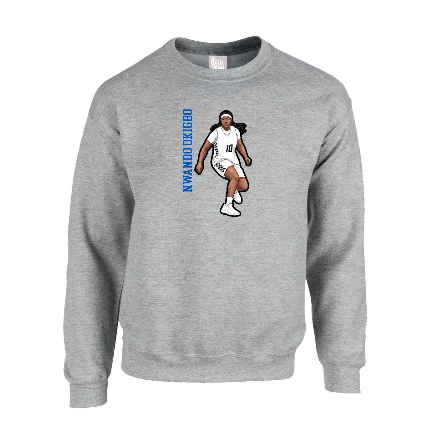 Fleece Crew — Name Vertical in Grey