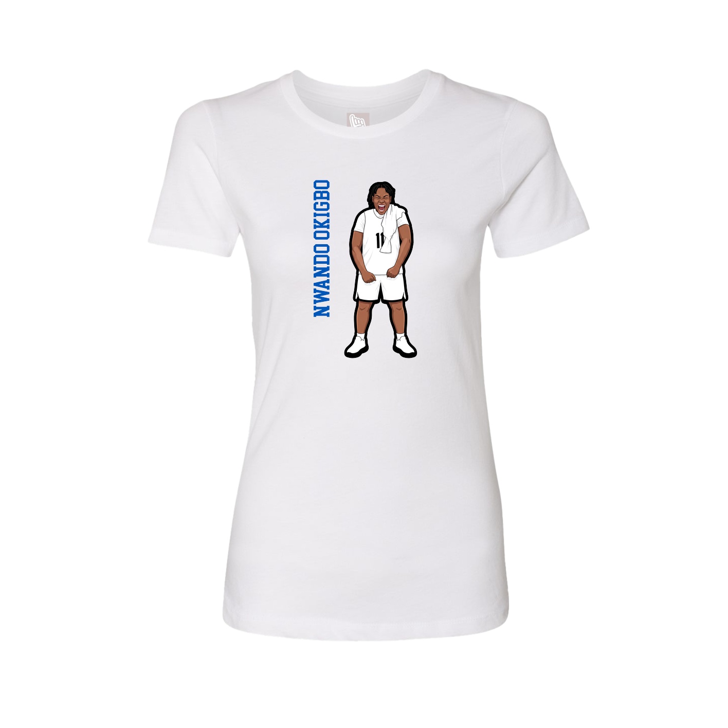 Fitted Women's Tee — Name Vertical in White
