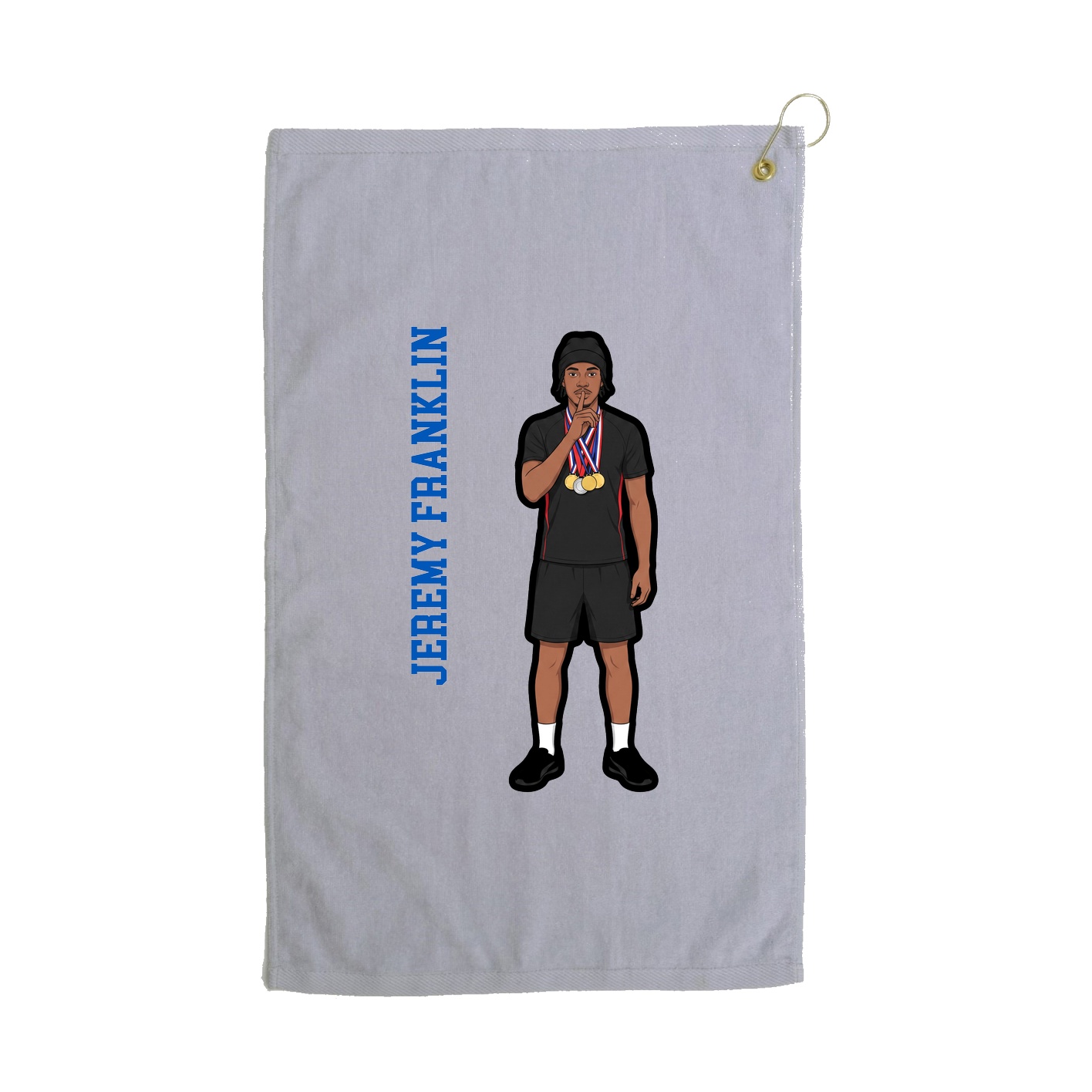 Golf Towel — Name Vertical in Grey
