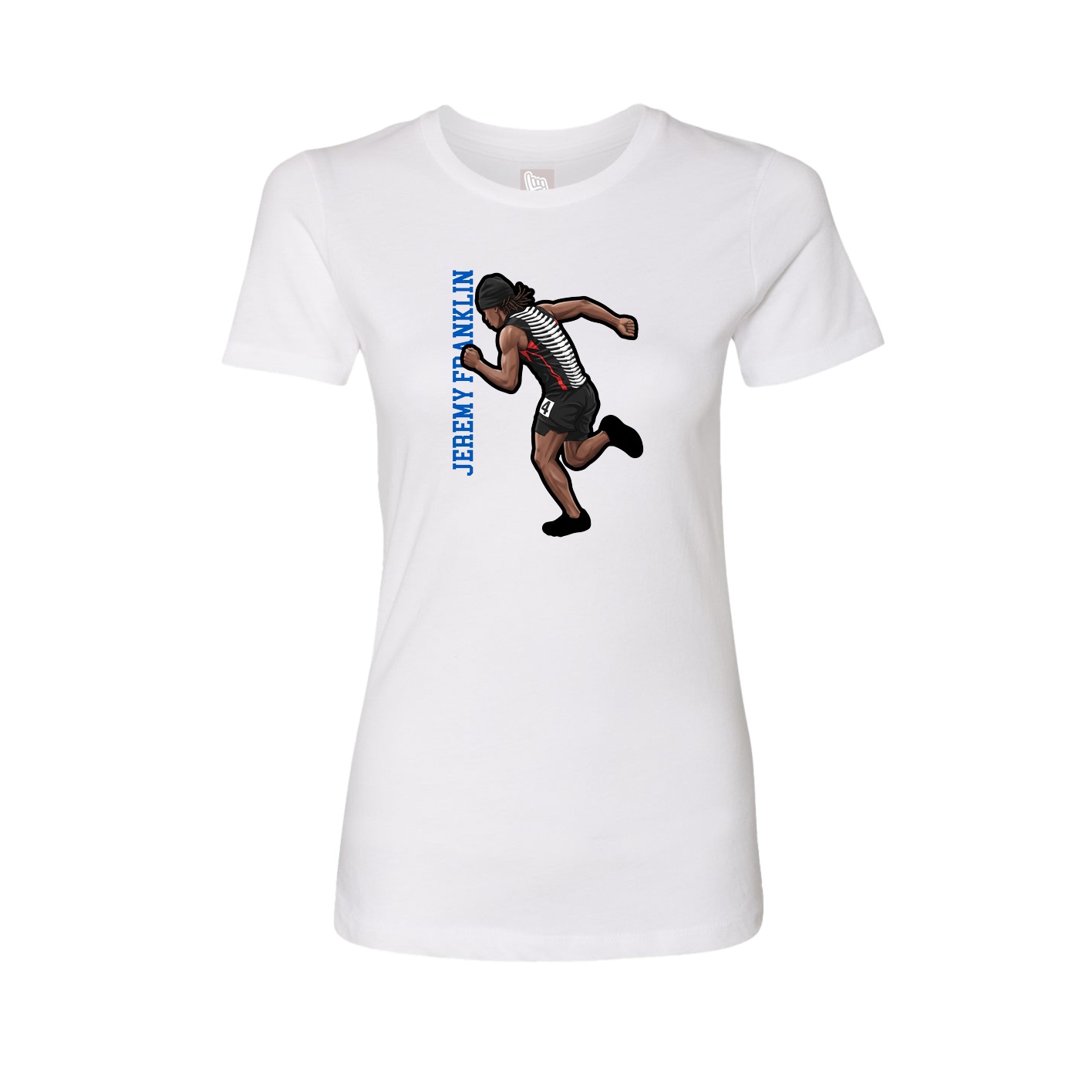 Fitted Women's Tee — Name Vertical in White