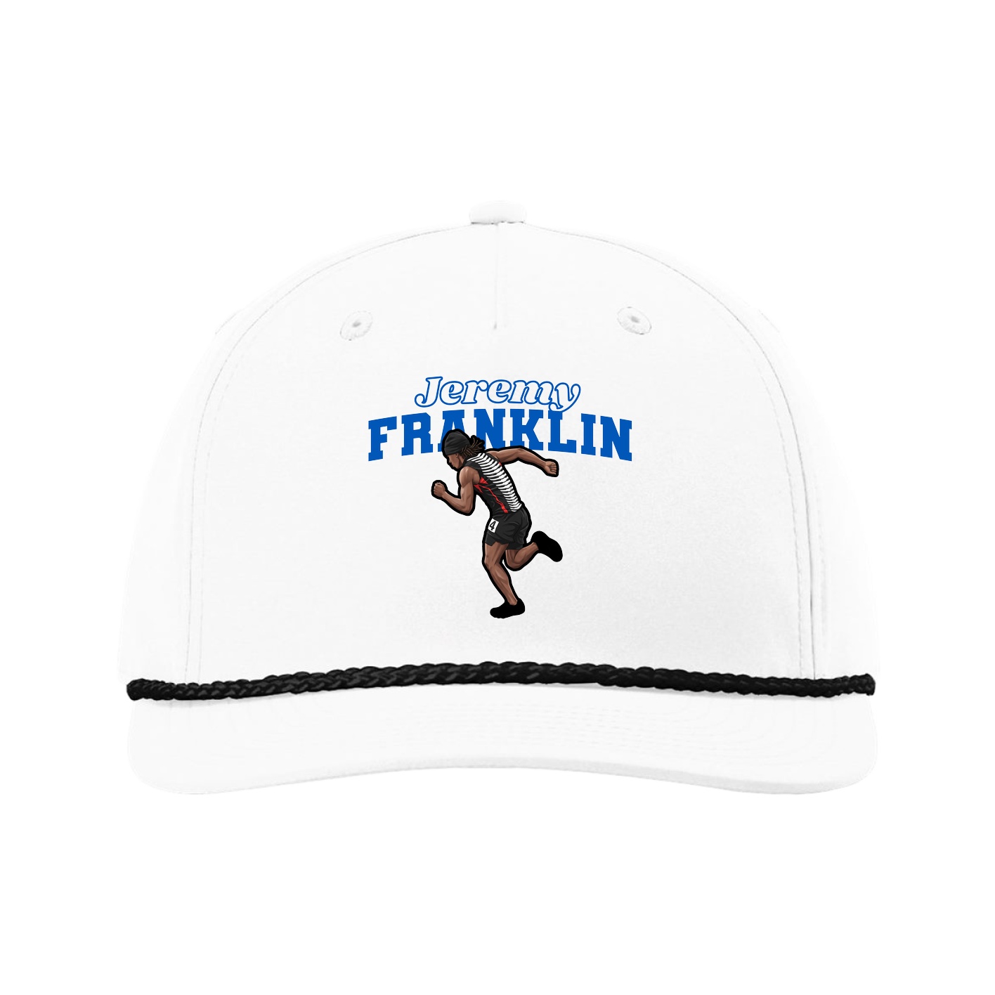 Five-Panel Classic Rope Cap — Name Arch in White