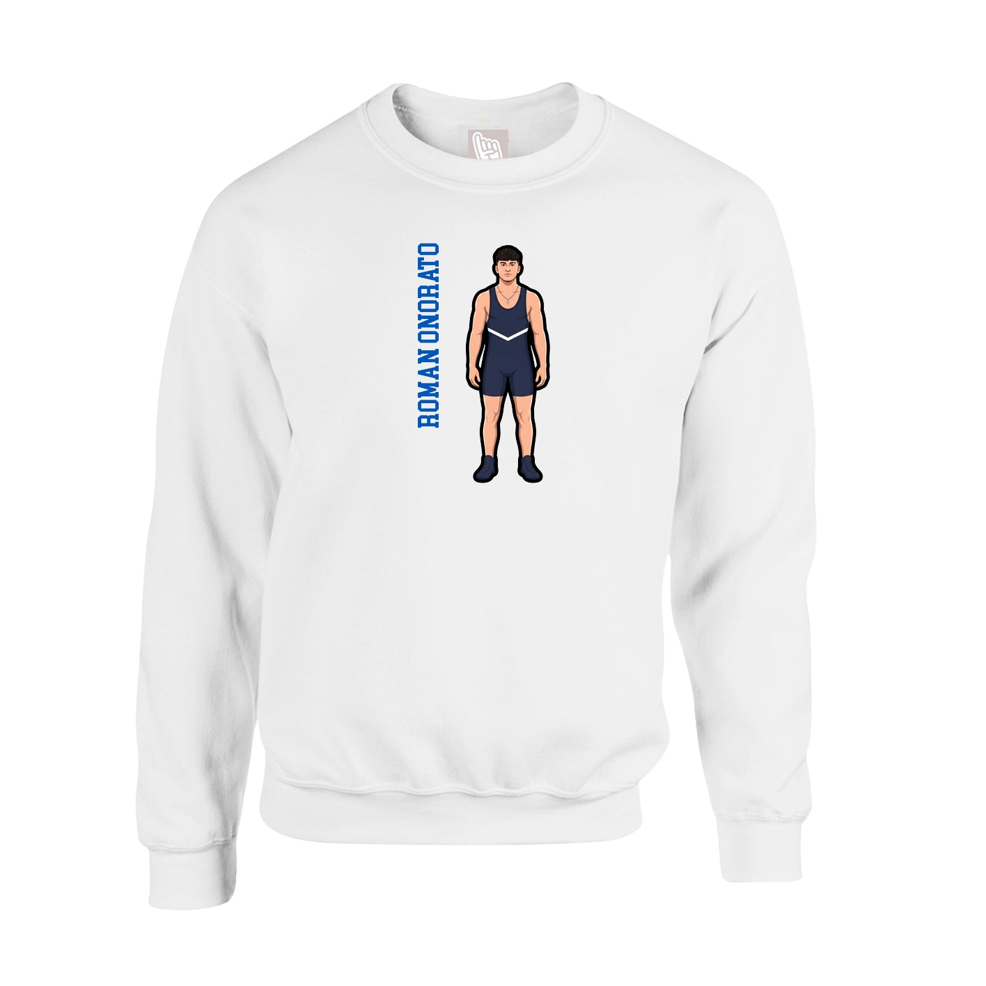 Fleece Crew — Name Vertical in White