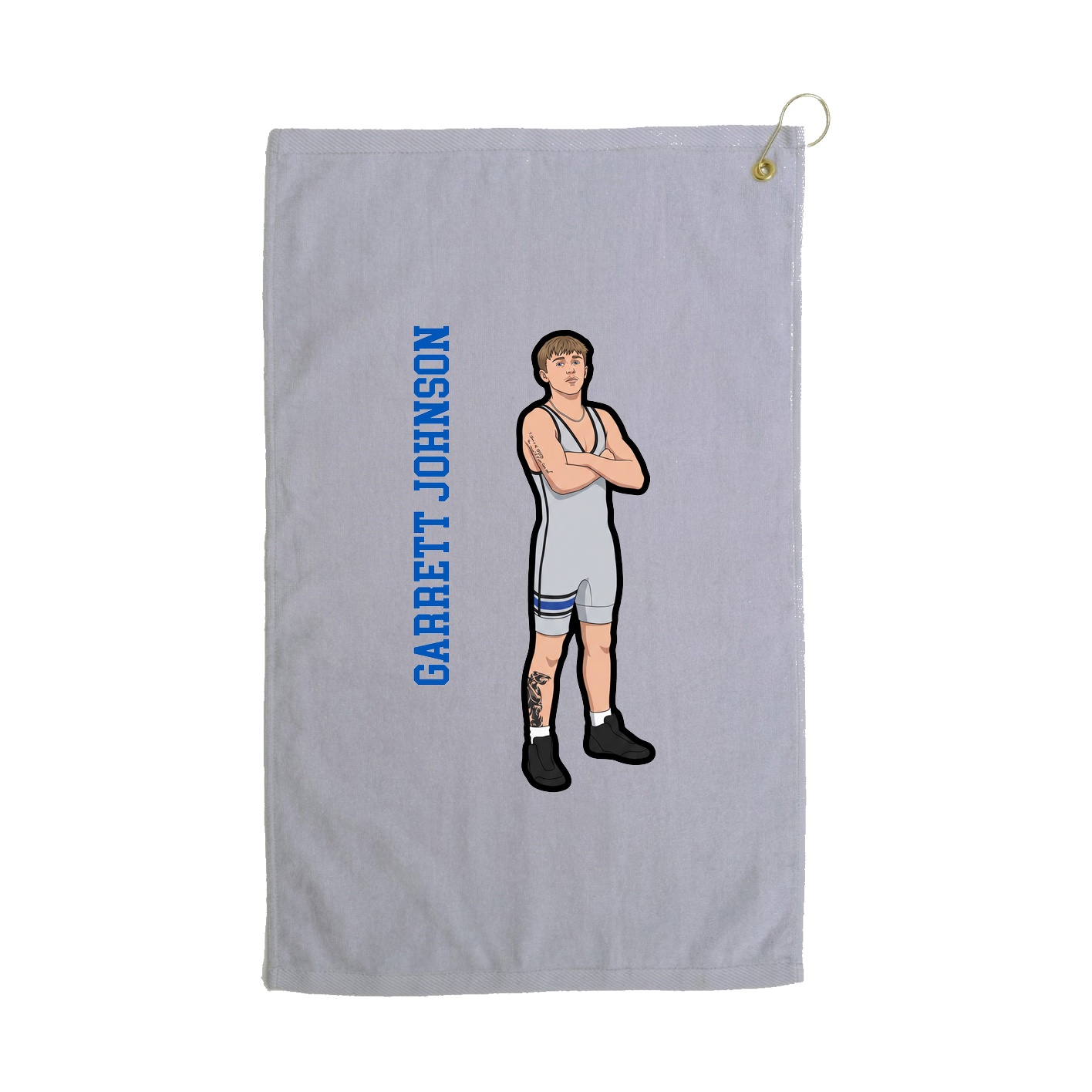 Golf Towel — Name Vertical in Grey