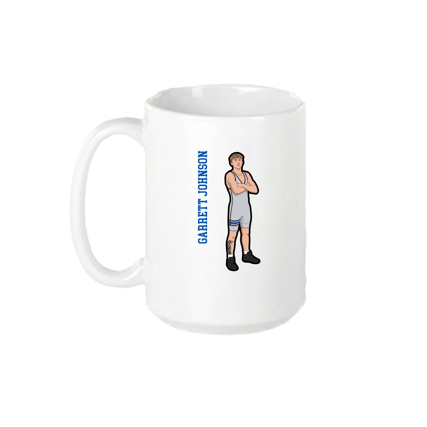 15oz Coffee Mug — Name Vertical in White