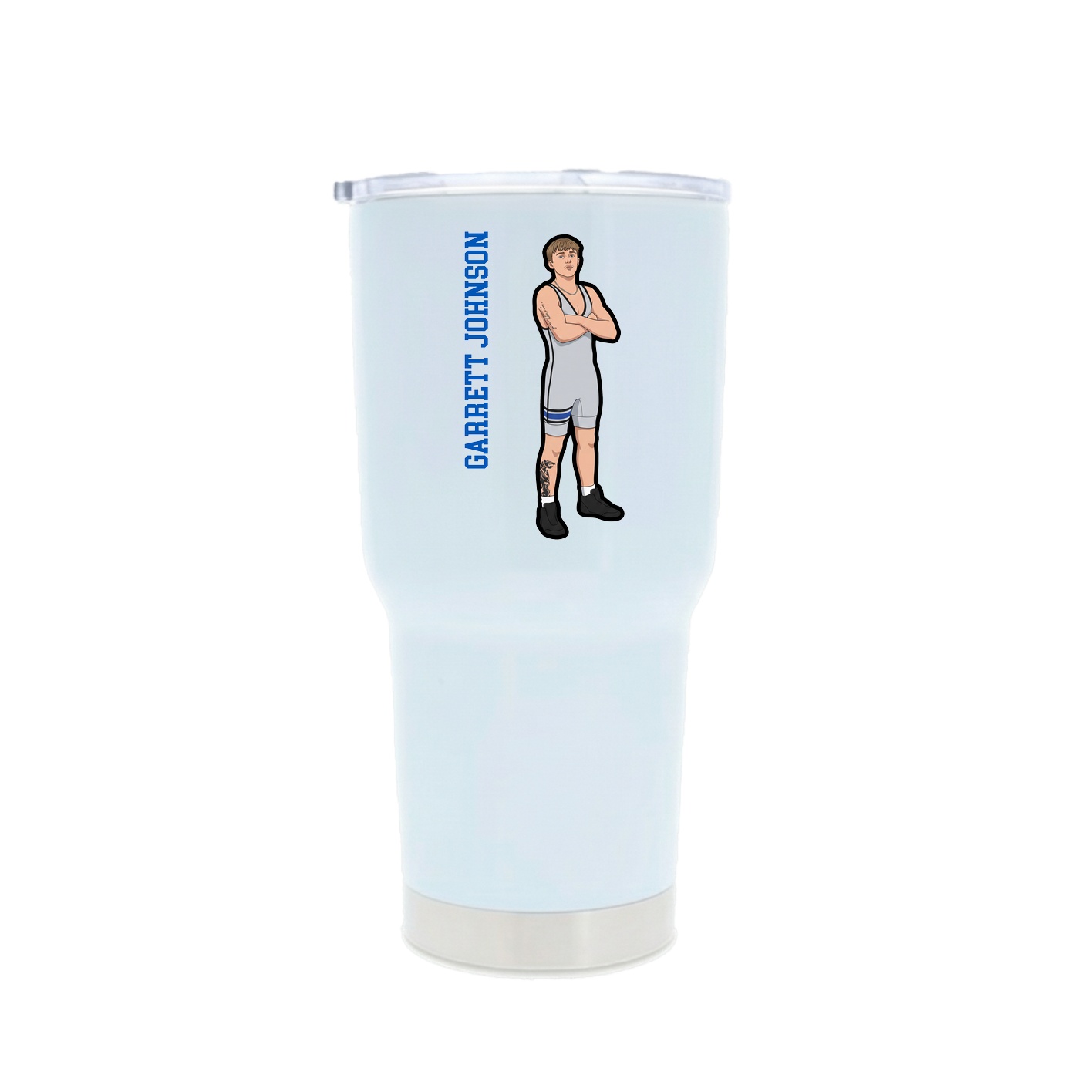 30oz Stainless Steel Tumbler — Name Vertical in White