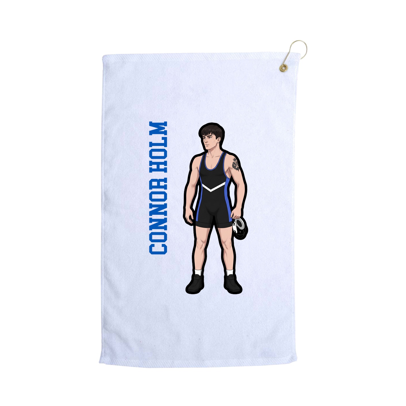 Golf Towel — Name Vertical in White