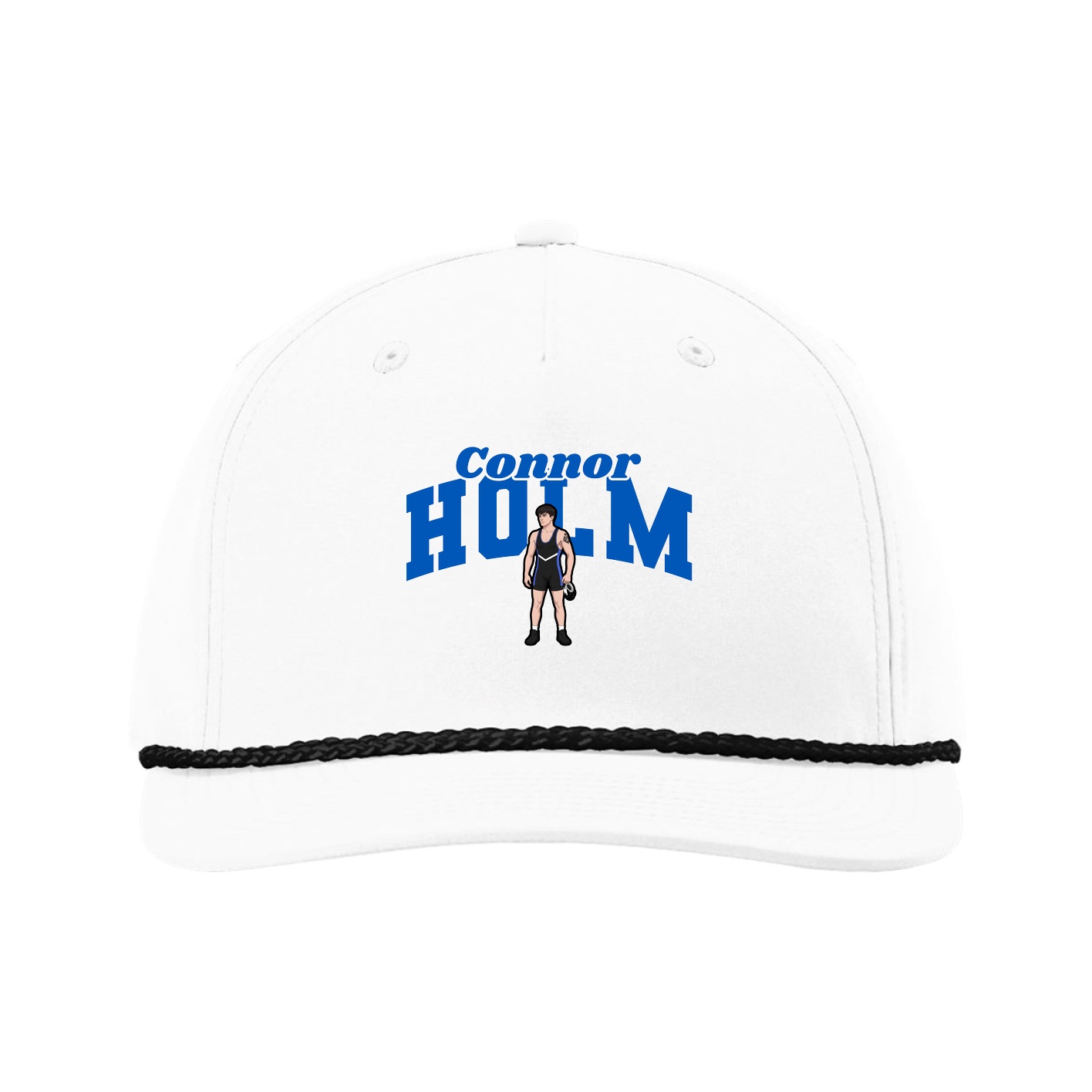 Five-Panel Classic Rope Cap — Signature Arch in White