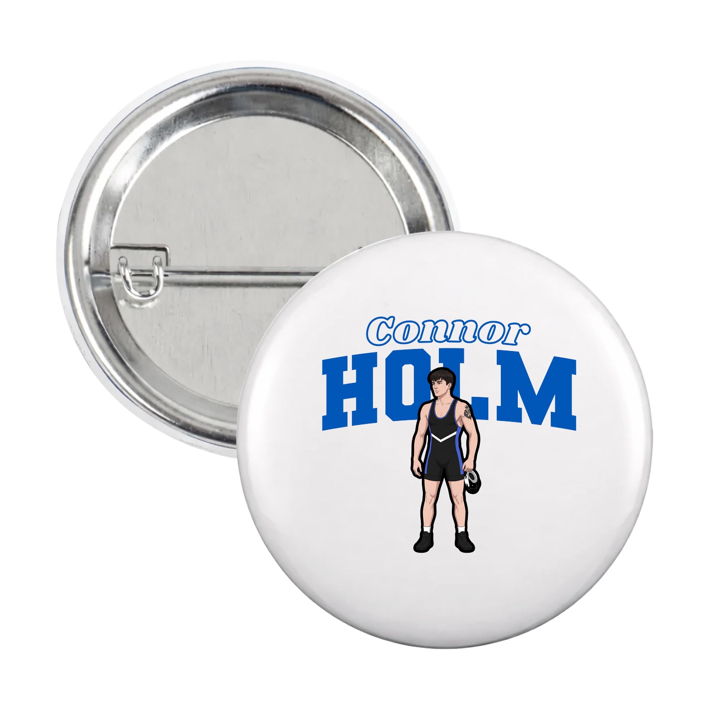 Game Day Button — Name Arch in White
