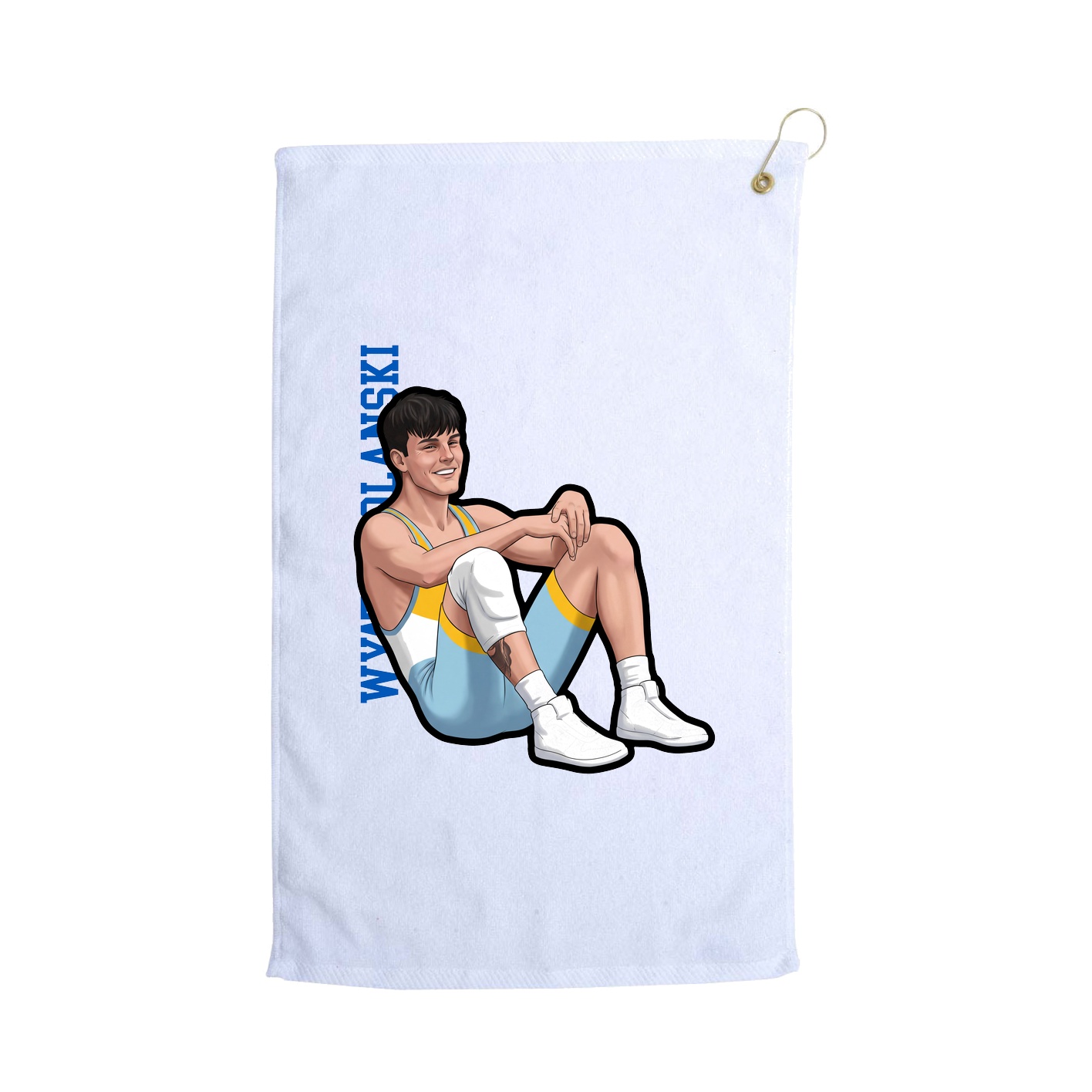 Golf Towel — Name Vertical in White