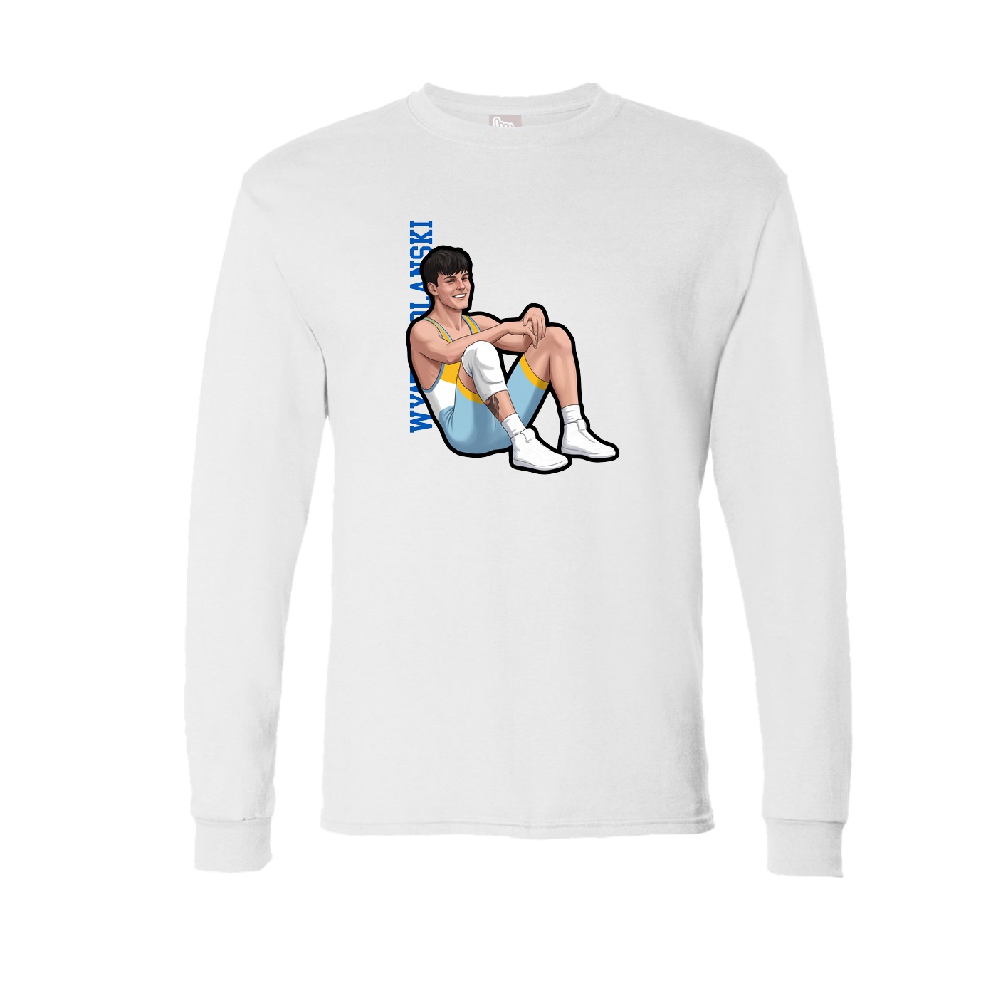 Long Sleeve Tee — Name Vertical in White