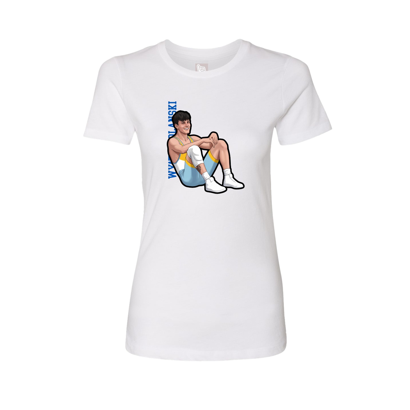 Fitted Women's Tee — Name Vertical in White